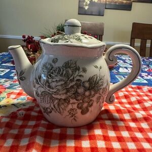 Green White Toile by Maxcera Corp Teapot